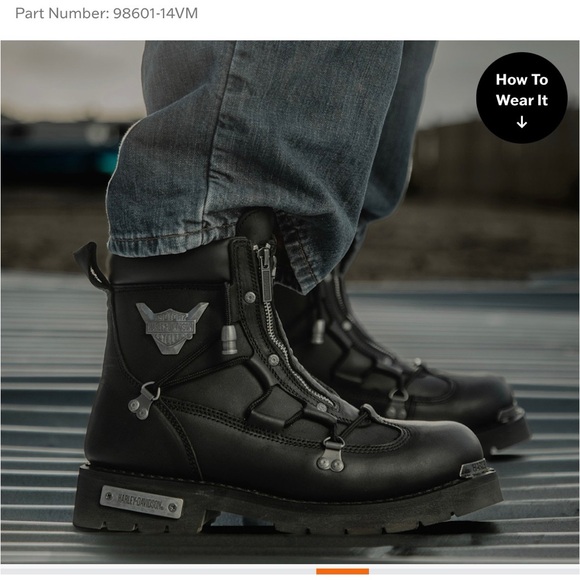 Harley-Davidson Black Motorcycle Boots with Silver Accents Size 6 NWOB - Picture 8 of 8